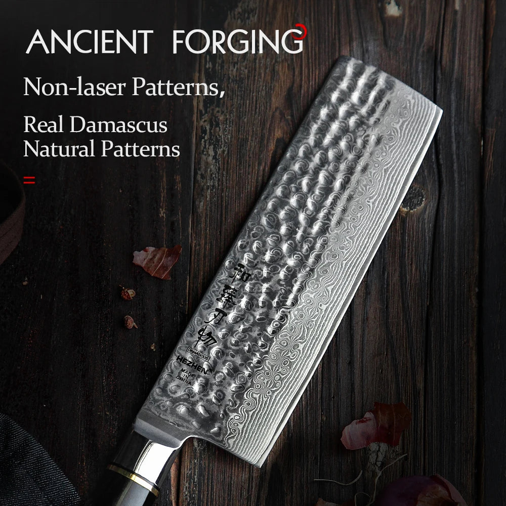 6.8'' Nakiri Knife Japanese Damascus Steel