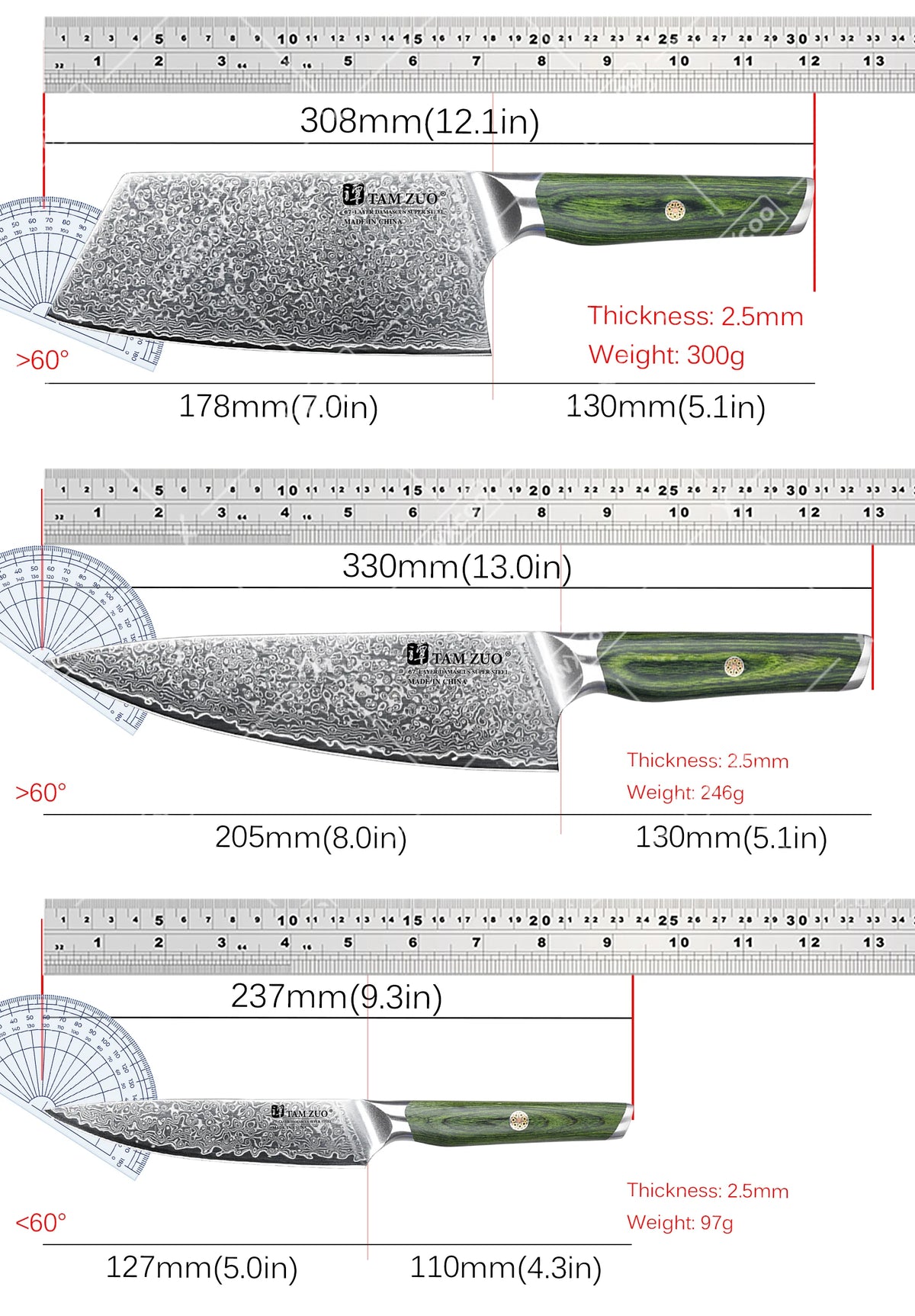 TAMZUO Damascus Steel Kitchen Chef Knife