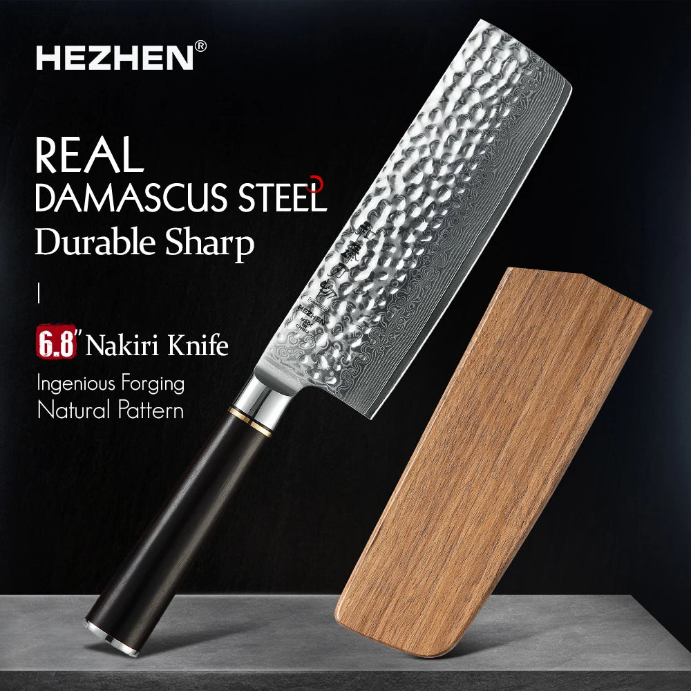 6.8'' Nakiri Knife Japanese Damascus Steel